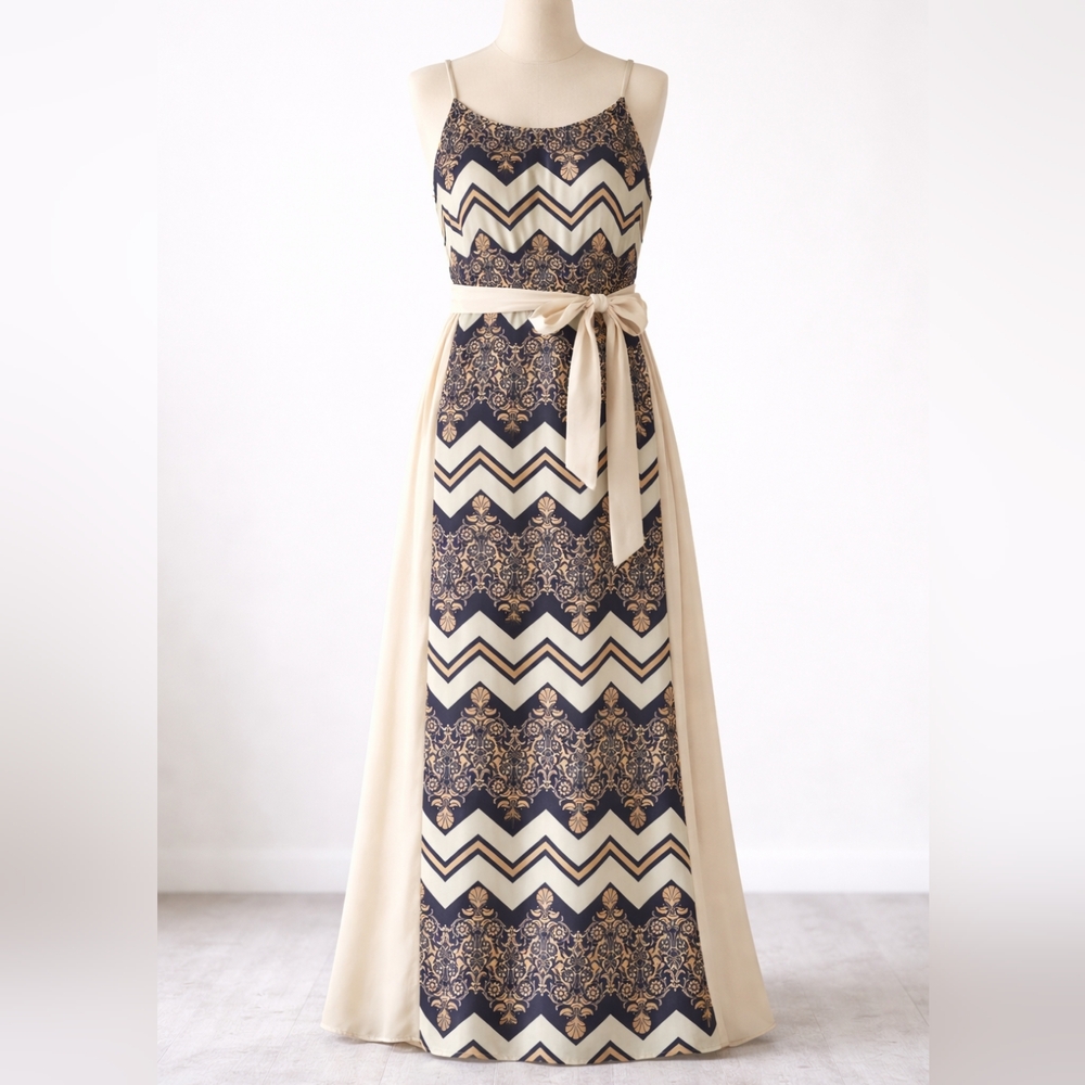 FRANCESCA'S COLLECTIONS CHEVRON FLORAL MAXI DRESS